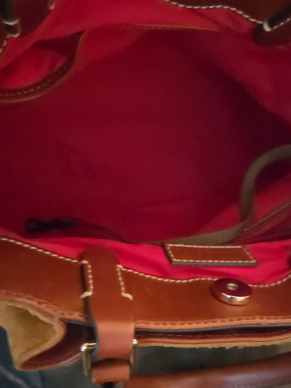 Dooney & Bourke Tan Suede Tote with Brown Leather Trim - Picture 4 of 8